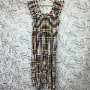 Loft Checkered Midi Dress